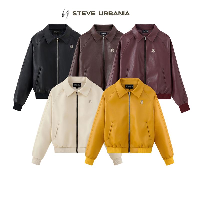  Áo khoác da khoá zip STEVE URBANIA chất liệu da simili nhập khẩu Nam nữ mặc đều đẹp Áo khoác da cao cấp kèm tag kim loại - AK09 