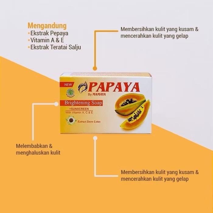 Sabun Batang Kulit Kusam Terlaris - Sabun Papaya Brightening Soap - Mandi, Mencerahkan 2