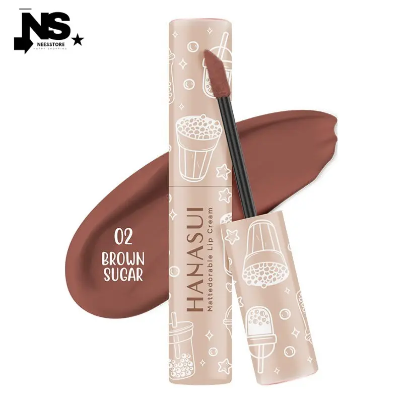Lipcream Hanasui Boba BPOM 4gr - Lipstick Gloss Bibir lip viral matte Stik Glitter cream a rekomendasi lipstik warna
