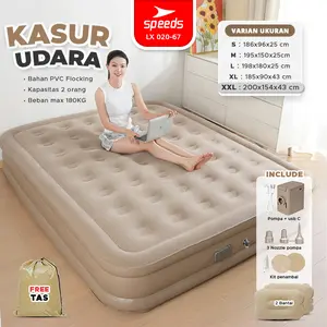 SPEEDS Kasur Angin Tiup 200x154x43cm Multifungsi Matras Kasur Pompa Outdoor Inflatable Bed Camping Rumahan 020-67