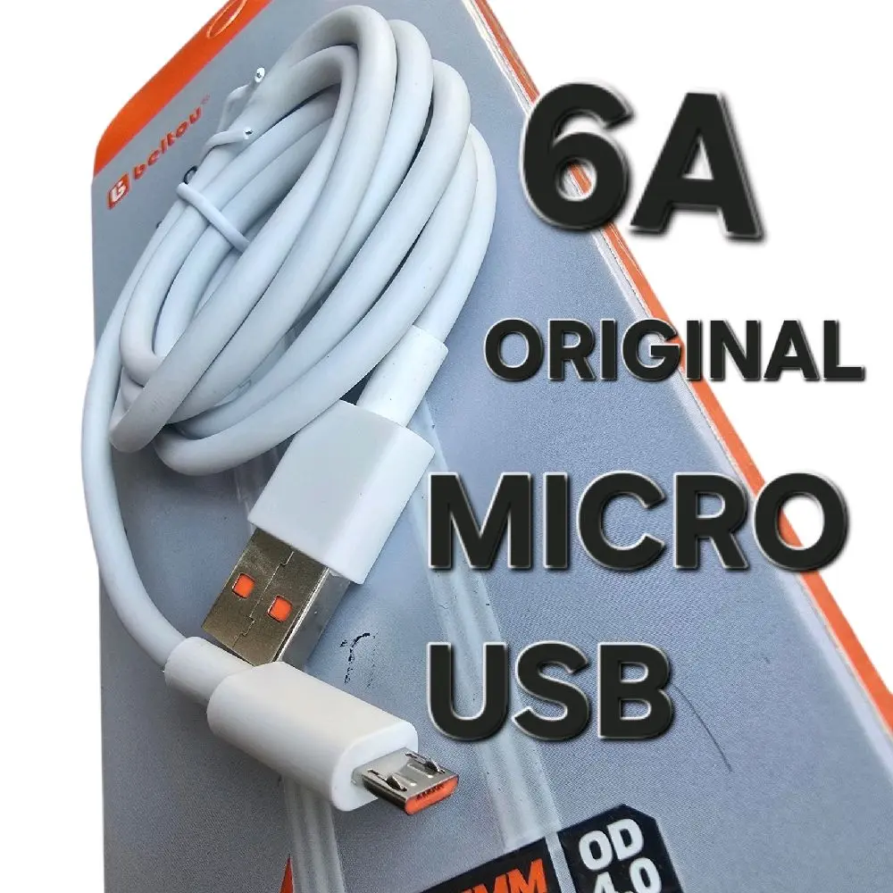 Kabel USB Micro 6A Original - Kualitas Terbaik MICRO USB / KABEL DATA CHARGER CASAN CARGER ANDROID SMART PHONE HP ORIGINAL ASLI ORI BELTOU untuk Pengisian Daya dan Data Transfer suport FAST CHARGING 6A