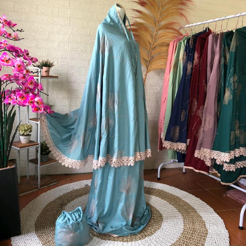 MUKENA DEWASA BORDIR KIPAS 2IN1 KATUN MIKRO PREMIUM Renda Traveling Muslim 5