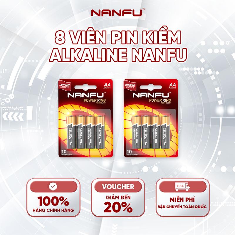 8 viên Pin AA / AAA NANFU Alkaline Dung Lượng Lớn, Không Chảy Nước, HSD 10 Năm