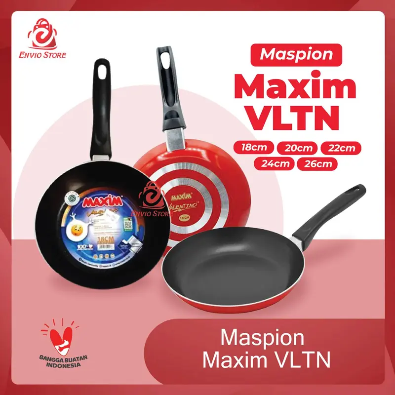 ENVIO - Maspion Maxim VLTN Merah Teflon Wajan Penggorengan Kitchenware 0