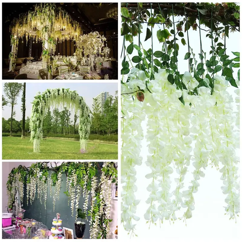 [12PCS] WISTERIA GANTUNG JUMBO / Bunga Wisteria Besar Warna Putih Merah Plastik 6