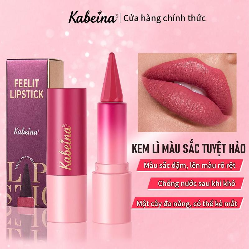 Chì kẻ viền môi lì 2 trong 1 8 màu chì kẻ viền môi son môi đa chức năng bạn có thể kết hợp màu tùy ý để mở khóa nhiều màu môi khác nhau son môi trang điểm Chì kẻ viền môi lì Kabeina 2 trong 1 bj