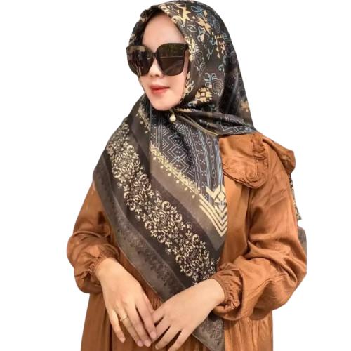 Jilbab Segiempat Voal Motif Instan Resleting Dagu Hijab Zipper Motif Segiempat Instan Lembut Nyaman Kerudung Printing Muslim Santai Harian 8