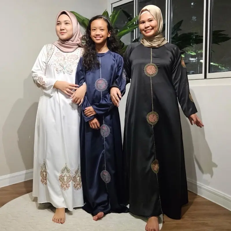 Labisa embroidered satin abaya dress hijabi