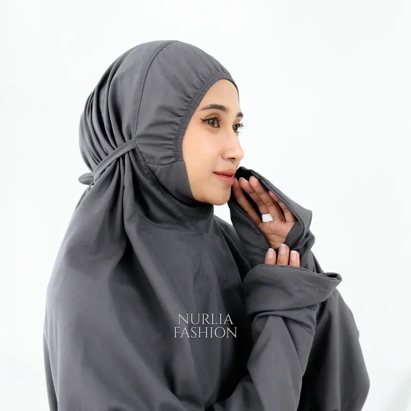 Mukena Traveling Terusan Polos Dewasa Hana Cantik Nurlia-Mukena Katun Panjang - Atasan, Bawahan, Renda yang Muslim Wanita Rayon Bordir Bordir Mewah 6