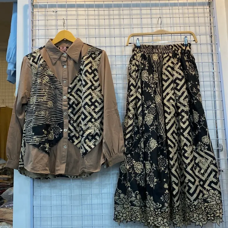 Setelan Rok Wanita Premium BKK Katun Bordir Renda Cantik Mewah Elegan - LD 90-112cm - Atasan, rok, Baju, Panjang nyaman halus 0