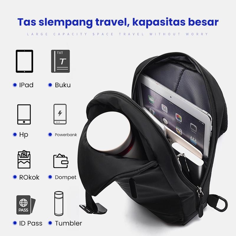 Techdoo Tas Selempang Bahu Pria Slempang Tas Dada Cowok Wanita Slingbag Kasual Anti Air TS709 3