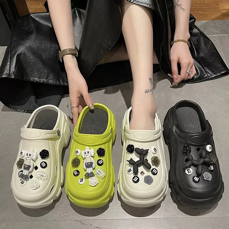 Tebal bawah tinggi meningkatkan panas diy lubang sepatu non-slip mode lucu pantai sandal outdoor memakai musim panas dan musim gugur grosir wanita Shoes Sendal Karet (PO) 3