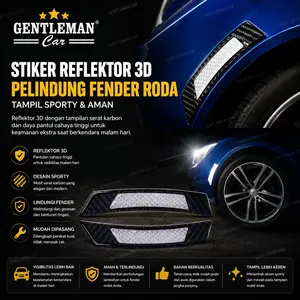 3D Sticker Reflector Carbon (2pcs) Wheel Fender Stiker Variasi Reflektor Mobil