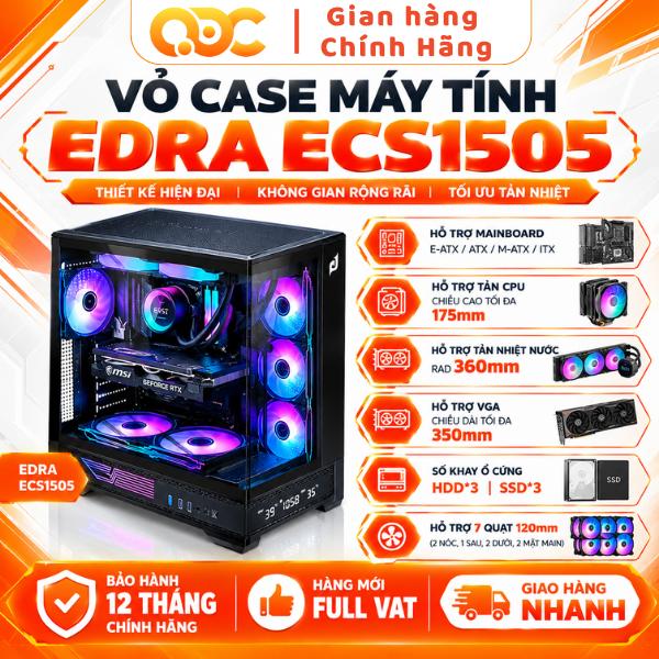 Vỏ Case máy tính EDRA ECS1505 | Có Sẵn 3 Fan, Màn hình Led hiển thị tốc độ CPU và Fan