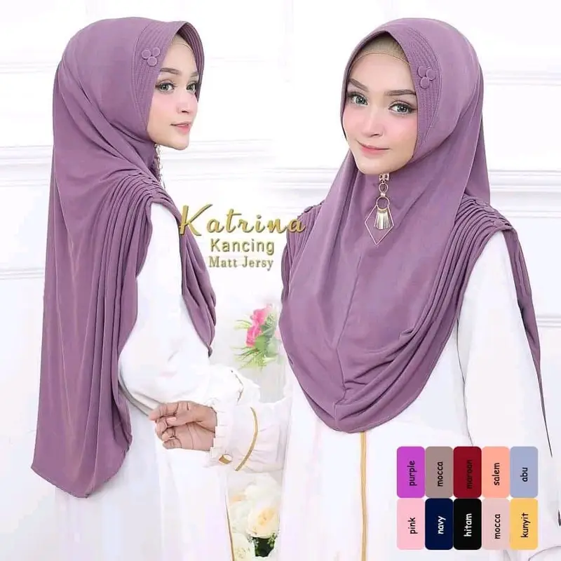 KATRINA BERGO KANCING JERSY CANTIK | HIJAB INSTAN | JILBAB BERGO INSTAN Pad Hitam 1