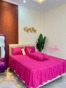 Sprei Rumbai Embose Seprei Hotel Kain Katun Disperse Size Single Queen King Superking  Satu Set Sarung Bantal dan Guling Tidak Panas dan TIdak Luntur Kain Karet