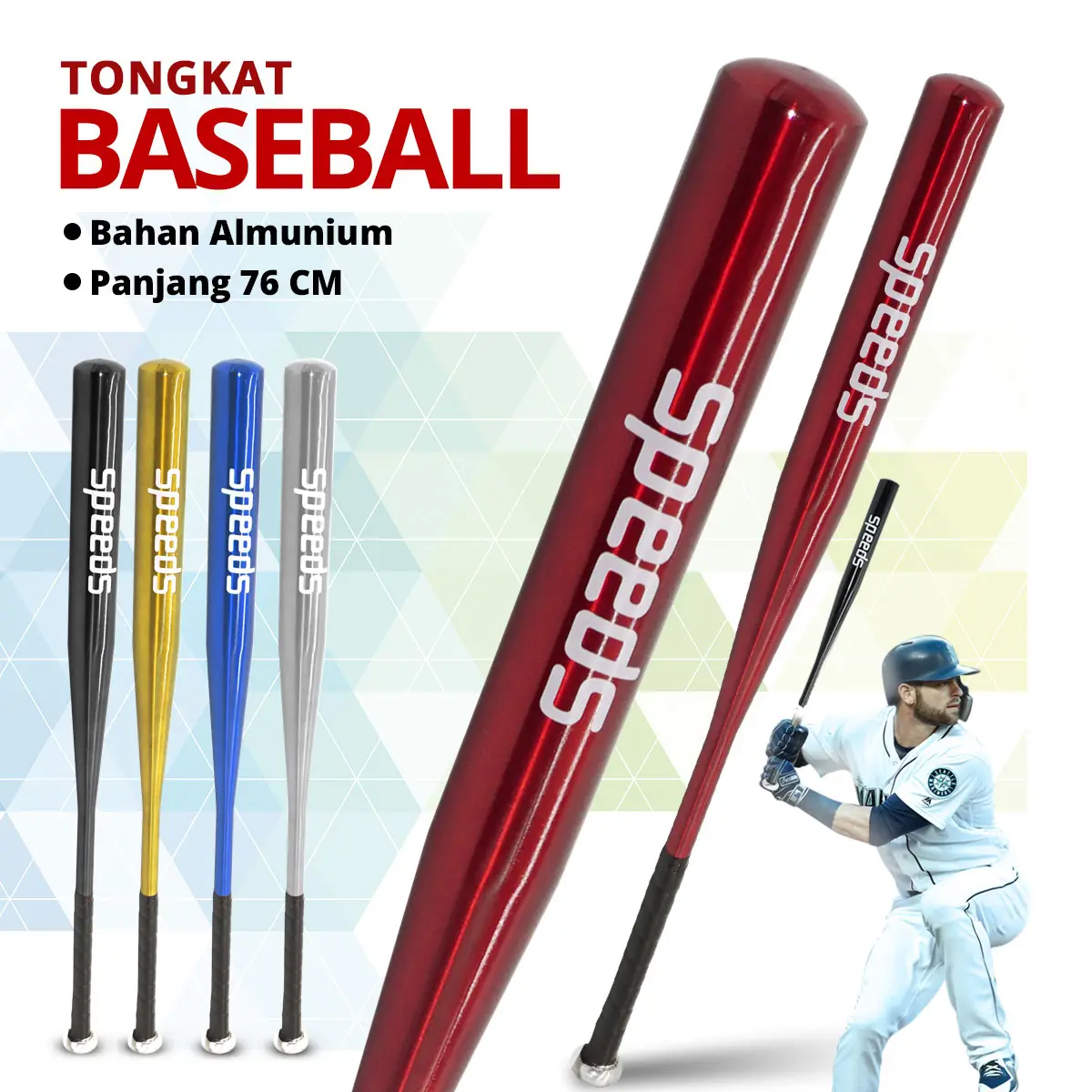 Tongkat Baseball Aluminium Berbagai Ukuran untuk Olahraga dan Keamanan Tongkat Bisbol 76CM 002-3