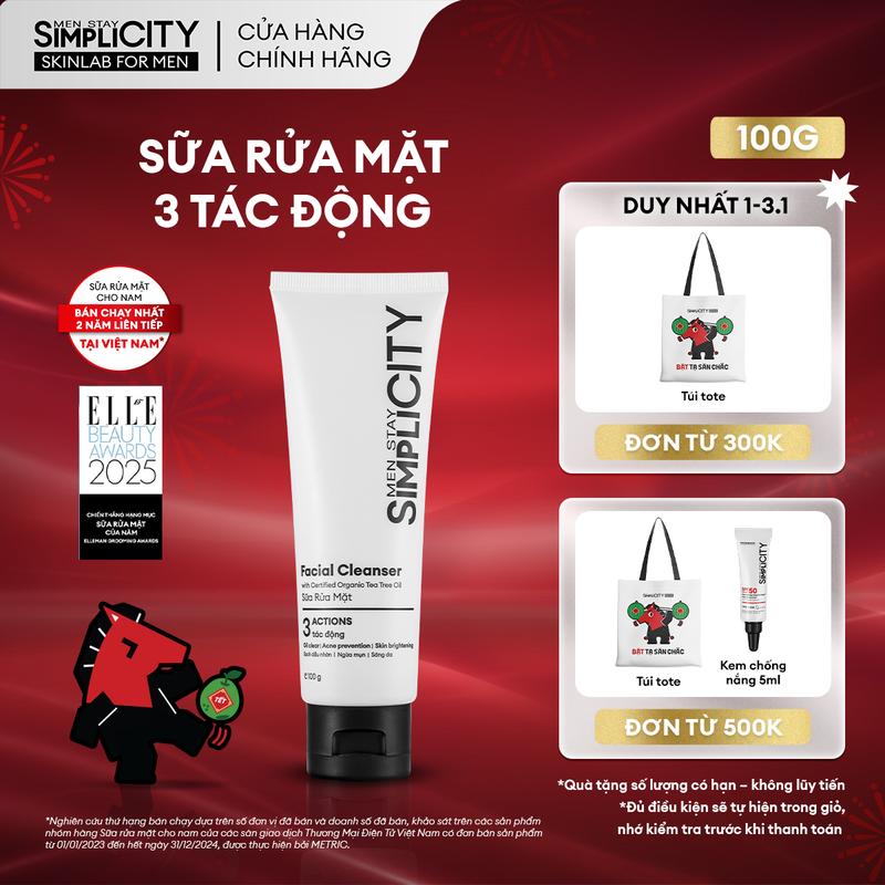  Sữa rửa mặt cho nam giúp sạch sâu hạn chế tác nhân gây mụn giúp sáng da Men Stay Simplicity Facial Cleanser 100g 