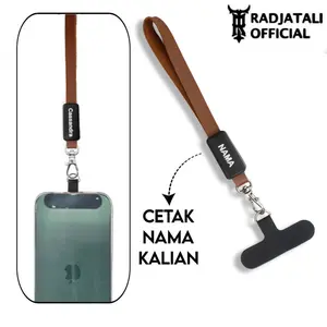 V2 Strap Tali Kulit Gantungan Hp Custom Nama Pu Leather Lanyard Hp