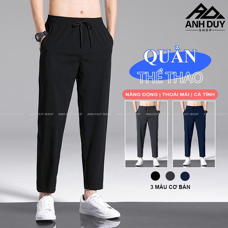 Quần Thể Thao Nam Nữ Dài Trơn Basic Thể Dục Ống Suông Thun Poly Unisex ANH DUY SHOP QD02
