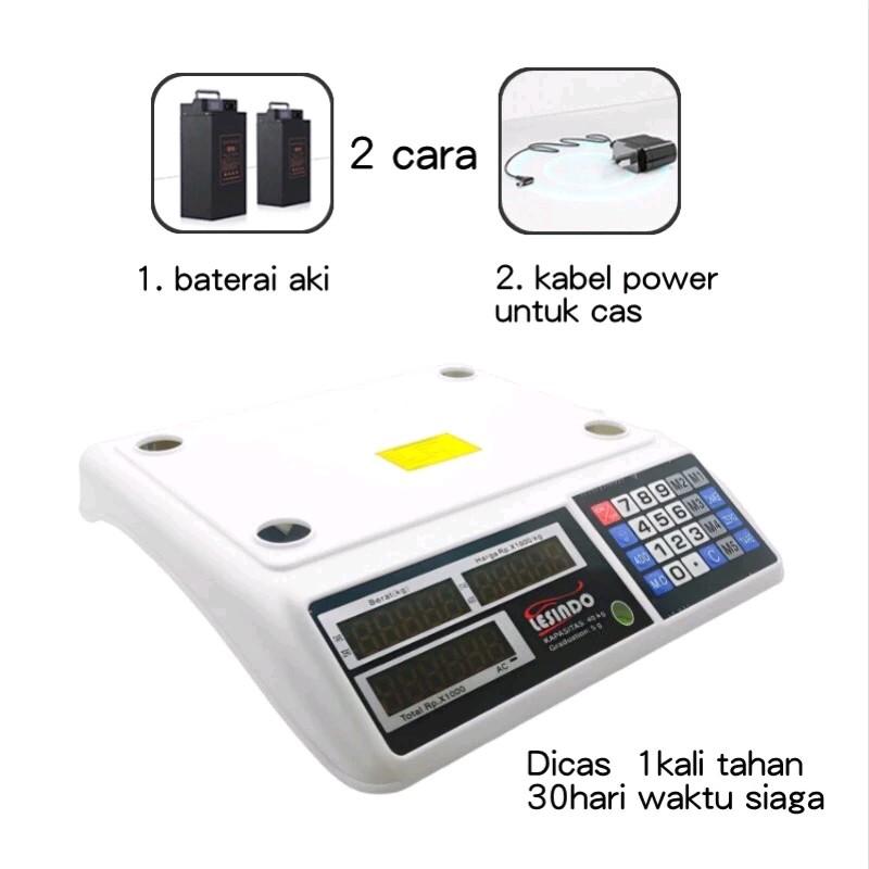 QME Timbangan 40kg Buah Dan Sayur Digital Computing scale double Display Price - alat Multifungsi 2in1 Portable 2