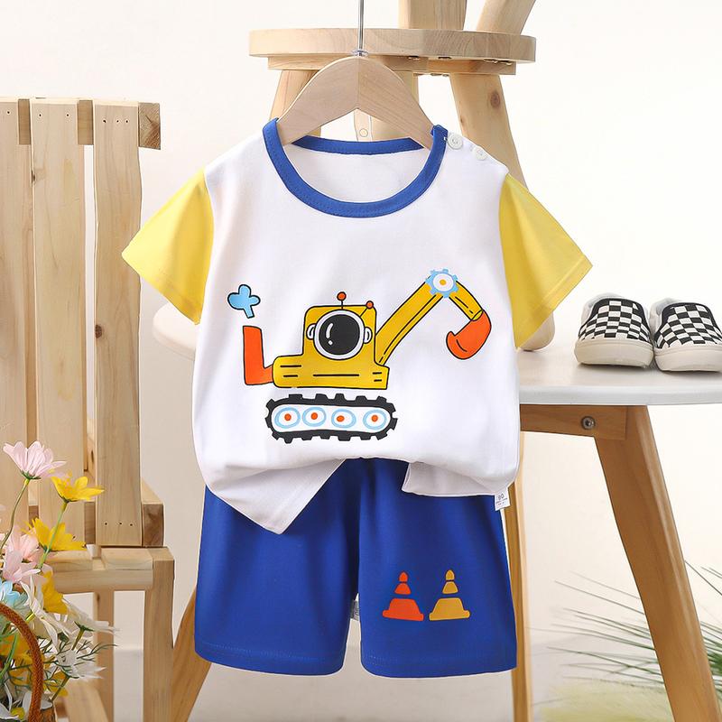Product Introduction of (80-130cm) 0-6yrs Terno Short Sleeved Baby Kids Terno Set Outfit For Boy Girl T-Shirt Shorts Shirt Shorts Pattern Casual Pullover Children Suits Sando Sleeveless Nightwear Sleepwea R 46