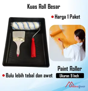Paket Alat Cat Kuas Roll 9 Inch + Bak Cat + Kuas 4" Promo MURAH /  Paket Alat Cat Tembok Bak Cat Paket Ekonomis 3 in 1 Murah
