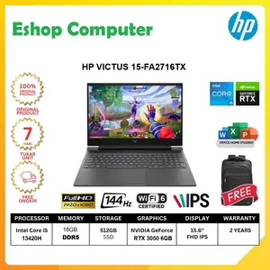 HP VICTUS 15-FA2716TX I5 13420H 16GB 512GB SSD RTX 3050 6GB 15.6" FHD W11H OHS21 MICA SILVER
