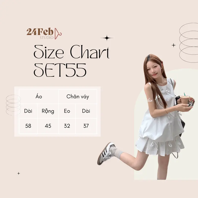 [SET55] Set áo ba lỗ kèm chân váy xếp li dáng ngắn đính nơ phong cách tiểu thư Hàn Quốc 8
