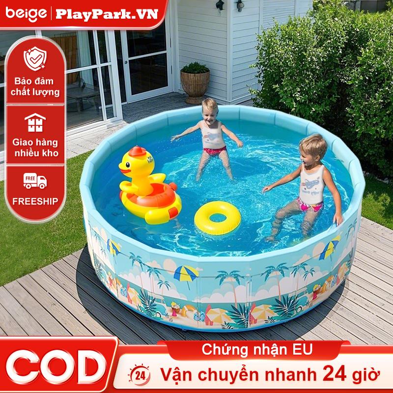 BEIGE Bể Bơi Không Bơm Hơi Gấp Gọn (Trẻ Em & Người Lớn) - Hồ Bơi Gia Đình Dày Dặn Chống Tràn, Dùng Trong Nhà & Ngoài Trời Cho Trẻ Sơ Sinh Khu vui chơi trẻ em Bồn tắm cho bé Bồn tắm em bé Hồ bơi cho thú cưng Chậu tắm cho thú cưng