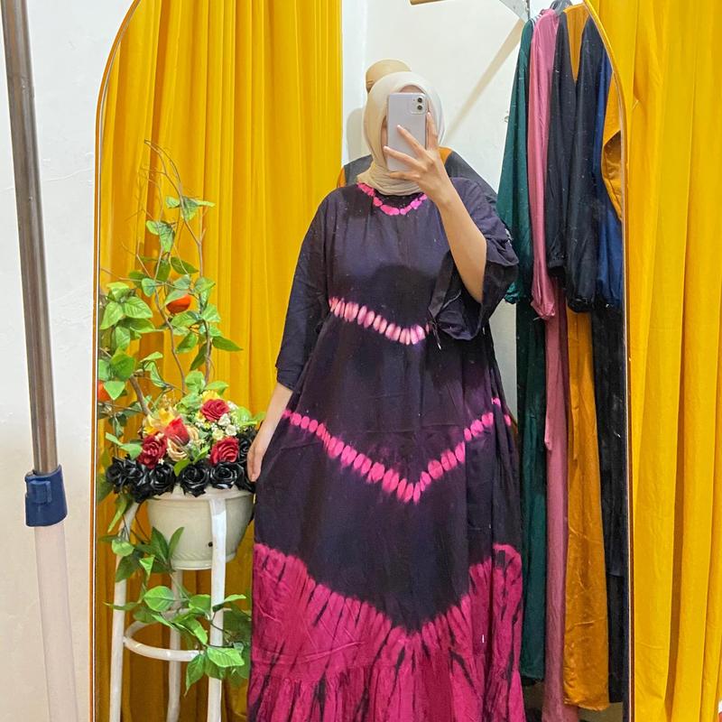 [ BEST SELLER NEW MOTIF ] DRESS CIBI LENGAN 3/4 BAHAN  RAYON TEBAL TERBARU / DRESS WANITA  MOTIF JUMPUTAN TERBARU TERLARIS - UKURAN STANDAR & JUMBO LD 110 & 120 PB 130 6