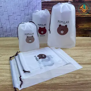 (50 PCS) TRAVEL POUCH SERUT TRANSPARAN BROUN DAN MOTIF SERBAGUNA / TRAVEL POUCH SERUT MULTIFUNGSI