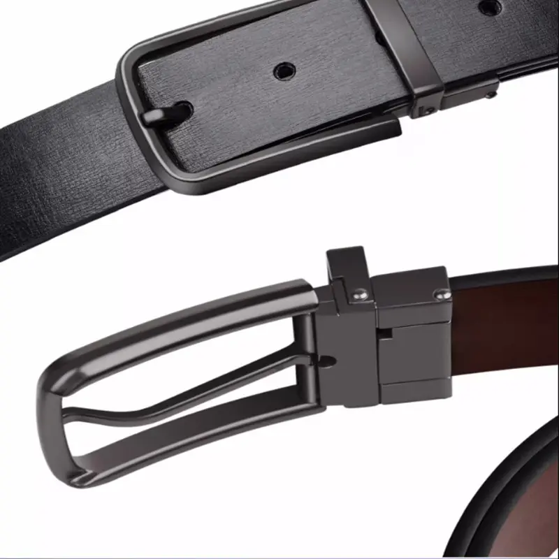 Bitzen Sabuk Ikat Pinggang Pria 2 Warna Hitam Cokelat Bahan Kulit Imitation Bisa di Putar 5