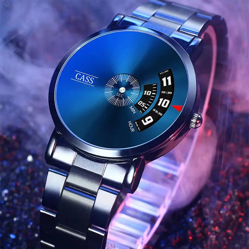 JAM TANGAN AUTOMATIC ORIGINAL JAM TANGAN KONSEP WORMHOLE POINTERLESS JAM TANGAN KUARSA SEDERHANA TRENDI PRIA NON-MEKANIS PELAJAR VERSI KOREA PRIA 0