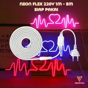 Lampu LED Neon Flex 220v Bisa Request Ukuran 1m 2m 3m 4m 5m Aesthetic Lampu Kamar Detak Jantung tidur