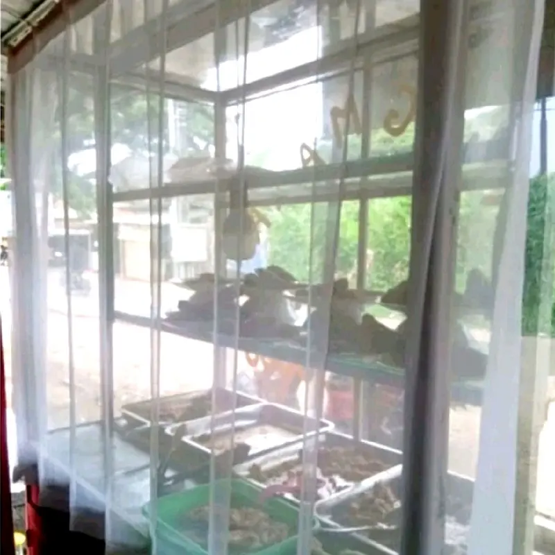 Gorden etalase warung makan vitrase gorden model cantolan Lebar 2 meter tinggi 1 meter Curtain Tirai Hordeng Kain Putih 2