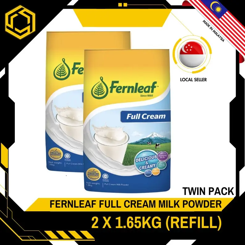 [TWIN PACK] FERNLEAF Full Cream Milk Powder Refill 1.65KG X 2 (PACKETS) FREE DELIVERY IN 3 WORKING DAYS!