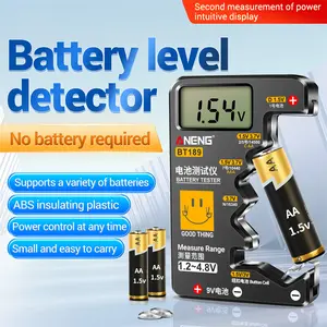 BT189 9V Battery Tester AA AAA Universal Digital Battery Tester Coin Cell Battery Tester Electricity Testing Tools - Gray