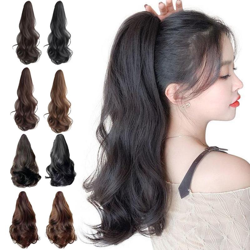 Rambut palsu ekor kuda tinggi fesyen wanita, sambungan rambut kerinting ...