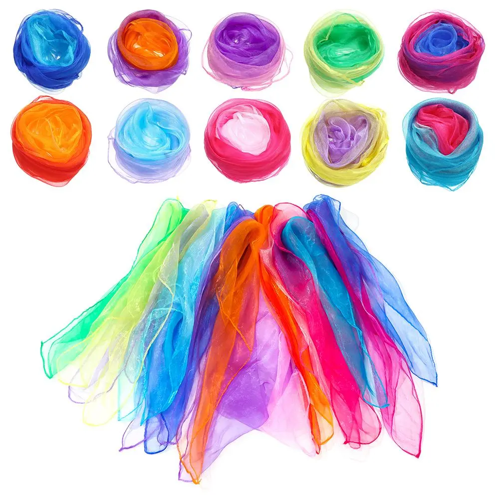 upinon for Handbag Multifunctional Scarf Juggling Performance Props for Kids Music Scarves Gradient Color Scarf Dance Scarfs Square Silk Scarf Gradient Color Dancing Scarf