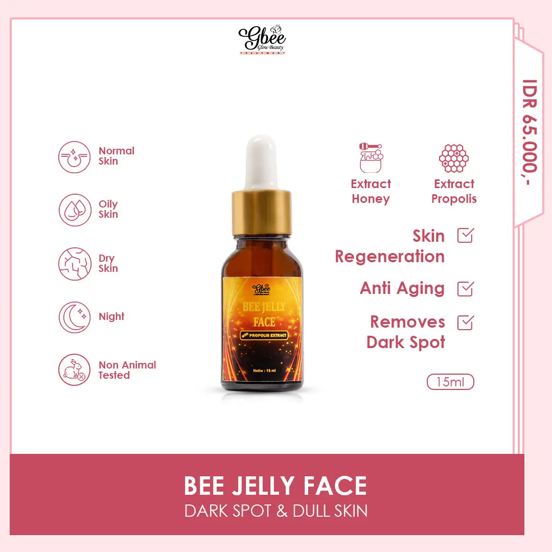 Gbee Glow Beauty Bee Jelly Face Serum 15ml - Essence Serum  Propolis Madu  Memudarkan Flek Hitam Perawatan Wajah Wanita