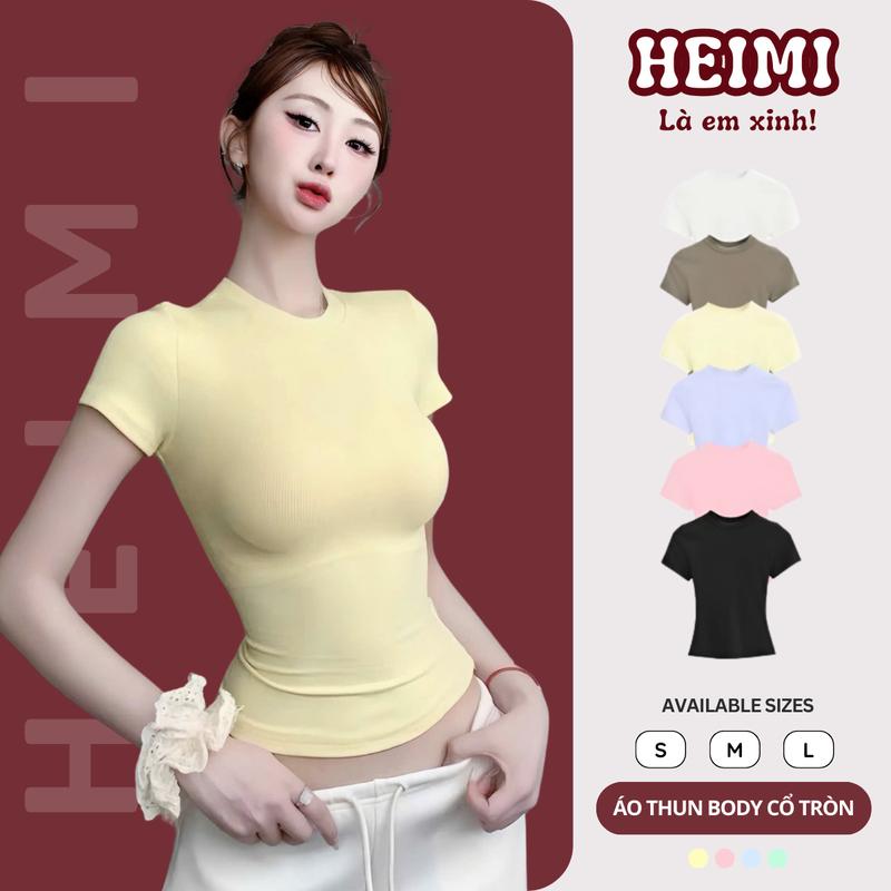 Áo thun trơn form ôm body chất cotton mịn co giãn HEIMI