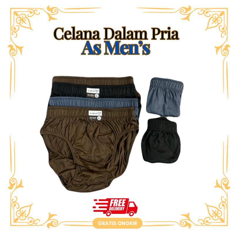 6 Pcs Celana Dalam Pria Dewasa AssMan's Warna Gelap Bahan Katun Cowok 5