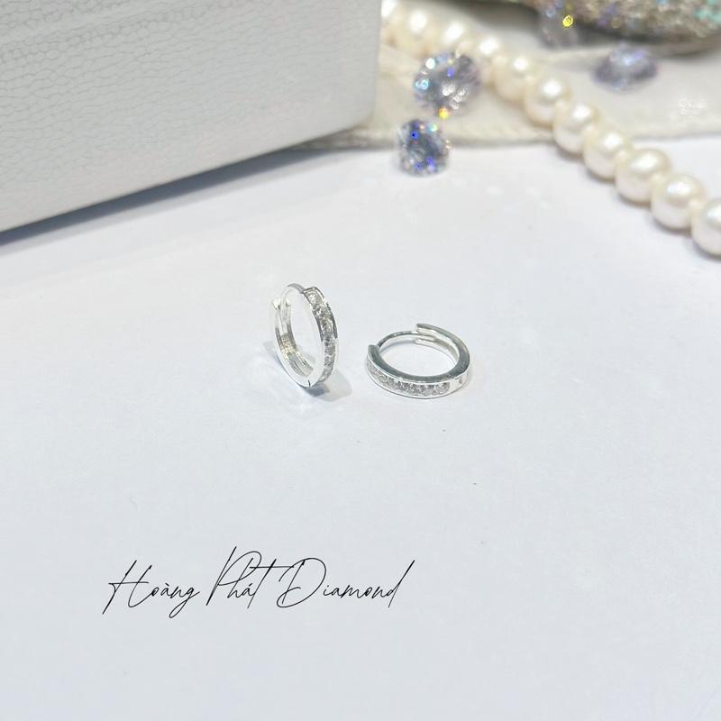 [ Hoàng Phát ] Phụ Kiện Bông Tai Bạc Ý 925 Khoen Tròn Hột Tấm Sát Tai Kiểu Dáng Thời Trang Cho Nam Nữ (B330) KHÔNG XI KIM