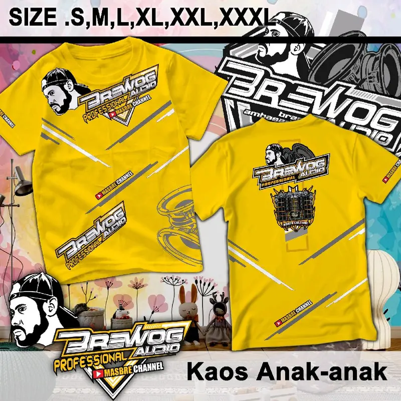 T-shirt / Kaos Distro Anak-anak Brewog Audio A6 BISA CUSTOM NAMA Laki-laki dan Perempuan Terlaris Viral Size S,M,L,XL,XXL,XXXL 3