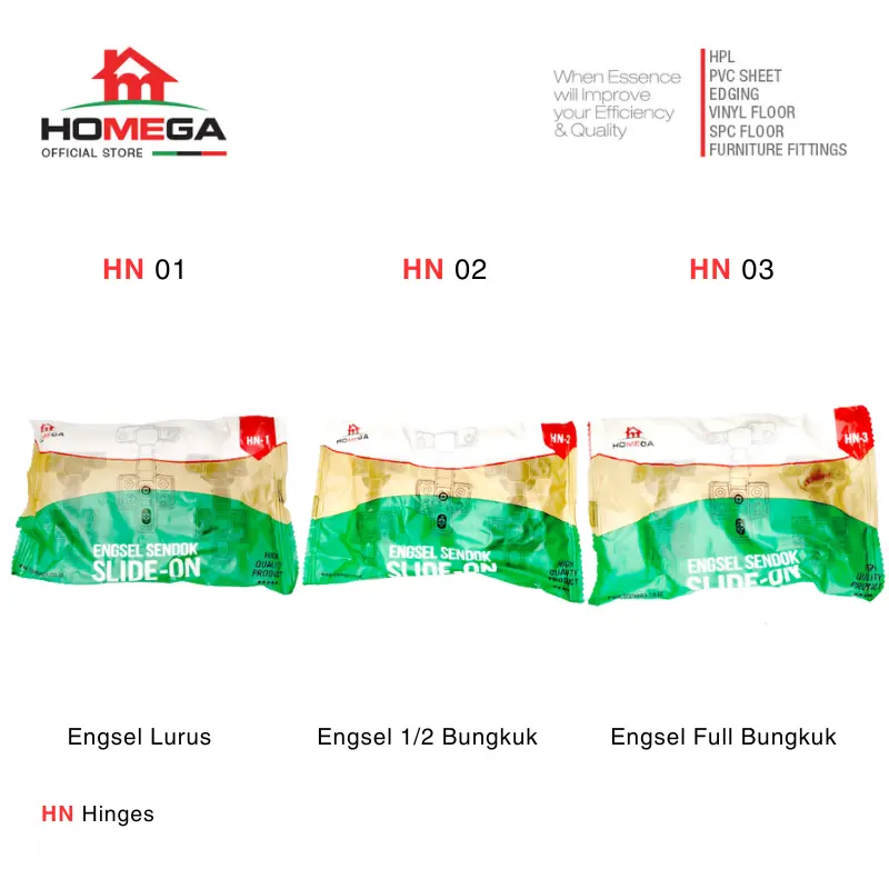 HOMEGA Engsel Sendok HN Non Slow Motion Non Soft Close - 1 Set (2 Pcs) 2