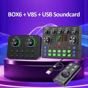 Bonkyo V8S SoundCard Bluetooth Audio USB Eksternal dengan 18 Efek Suara & 112 Kualitas Suara Elektronik untuk Karaoke dan Gaming Laptop