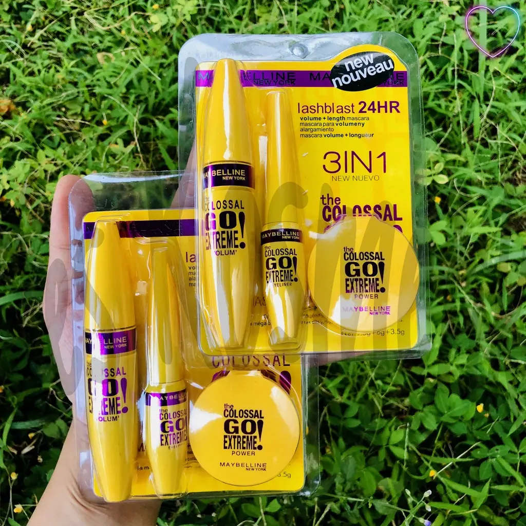 MYB Colossal Kuning Make Up Set 3 in 1 Bedak padat Eyeliner Mascara