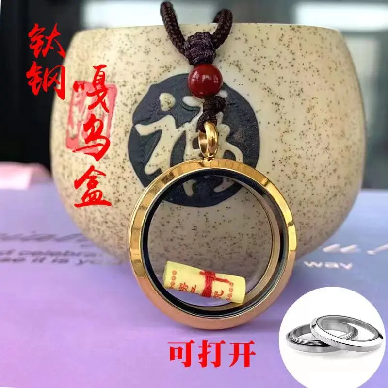 Hộp Mặt Dây Chuyền Tròn, Thép Titan Tây Tạng, Hộp Rỗng Trong Suốt, Màu Vàng, Thích Hợp Để Chụp Ảnh Đậu, Vật Phẩm Kỷ Niệm, Mặt Dây Chuyền Chai Bình Cứu hỏa