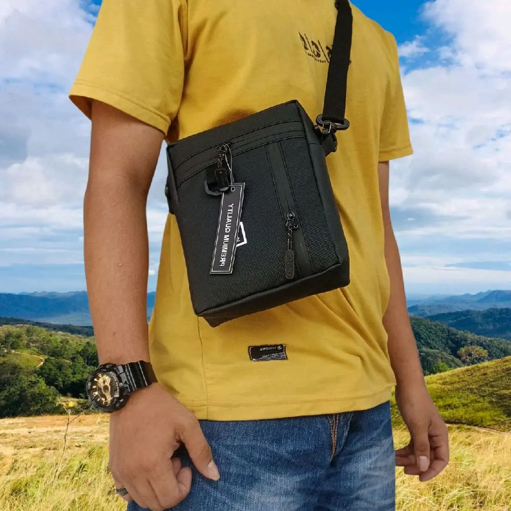 suranta store-Tas Pria Slingbag Terbaru Tas Slempang Praktis Codura Bimo Wateprloof Tas Mini 4 Ruang Real Pict Selempang